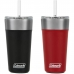 Kit Copo Termico com Tampa e Canudo Coleman 600ML - Preto/Vermelho