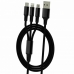 Cabo 3 Em 1 Megastar CH012N Micro USB + Lightning + USB-C - Preto