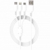 Cabo 3 Em 1 Megastar CH013B Micro USB + Lightning + USB-C - Branco
