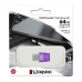 Pendrive Kingston Data Traveler Microduo 3C 64GB / USB-A 3.2 / Tipo-C - Roxo