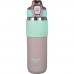 Garrafa Termica Morgan Shannon com Tampa de Botao - Rosa/Verde Pastel 580ML