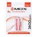 Pilha AAA Mox c/2 3600MAH Recarregavel