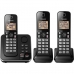 Telefone Sem Fio Panasonic KX-TGC363LAB - 3 Bases - com Bina - 110V - Preto