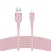 Cabo Belkin Boostcharge Pro Flex 3M USB-A/Lightning Silicone Rosa - CAA010BT3MPK