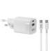 Carregador Hye HYEC44C - 30W - Tipo c/USB - Cabo Tipo C - Bivolt - Branco