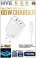 Carregador Hye HYEC79L c/Cabo Lightning 65W Bivolt
