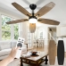 Ventilador de teto com luz LED e controle remoto, silencioso, motor DC reversível, 6 velocidades