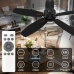 Ventilador de teto com luz LED e controle remoto, silencioso, motor DC reversível, 6 velocidades