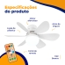Ventilador De Teto Com Lâmpada Cor Branca Bivolt Silencioso 6 Pás Com Controle Remoto Para Bocal E27 - Good Vision