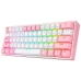 Teclado Gamer Redragon K616-RGB Fizz Pro (Ingles Sem Fio) Branco/Rosa