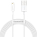 Cabo USB-A A Lightning Baseus CALYS-C02 Superior 2.4A - Branco 2 Metros
