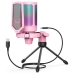 Microfone Gamer Fifine A6V - USB - RGB - Rosa