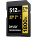 Cartão de Memória SD Lexar Professional 1800X Serie Gold 270-180 MB/s C10 U3 V60 512 GB (LSD1800512G-BNNNG)
