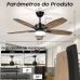 Ventilador de teto com luz LED e controle remoto, silencioso, motor DC reversível, 6 velocidades