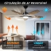Ventilador de teto com luz LED e controle remoto, silencioso, motor DC reversível, 6 velocidades