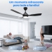 Ventilador De Teto Moderno 42" Com Luz Led E Controle Remoto, Ventilador Silencioso De 3 P&aacute;s Com 3 Cores De Luz E 6 Velocidades