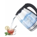 Chaleira Elétrica de Vidro 4life CrystalFlow Electric Glass Kettle FLG2110 / 2 Litros / 1500W / 110V ~ 50/60Hz - Preto/Transparente