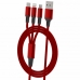 Cabo USB Charge 3IN1 Mega Star CH012R Nylon Vermel