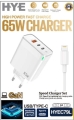 Carregador Hye HYEC79L c/Cabo Lightning 65W Bivolt