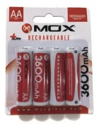 Pilha AA Recarregavel Mox AA X4 3600MAH