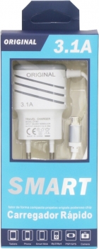 Carregador de Parede Universal Smart Micro-USB 1200MM - Cinza/Branco