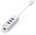 Adaptador de Cabo USB-C 2 Em 1 Ethernet e USB Hub Satechi ST-TC2N1USB31AS Prata