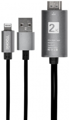 Cabo Adaptador Lightning para HDMI Yookie YA13 (P8+) 2K - 2 Metros