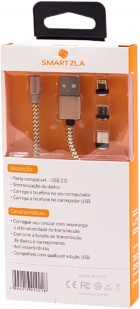 Cabo Magnetico Smartzla USB 2.0 para Lightning USB-C Micro-USB SAT-C005 (1 Metro) - Dourado