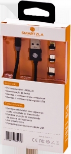 Cabo Magnetico Smartzla USB 2.0 para Lightning USB-C Micro-USB SAT-C005 (1 Metro) - Preto