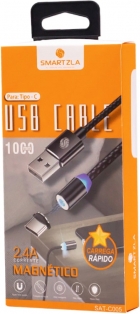 Cabo Magnetico Smartzla USB 2.0 para USB-C SAT-C005 (1 Metro) - Prata
