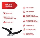 Ventilador De Teto Búzios Max Led Tron Preto 3 Pás