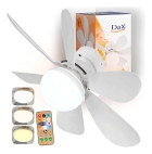 Ventilador De Teto Cor Branca Com Lâmpada Silencioso 6 Pás Com Controle Remoto Para Bocal - Dax Ilumine
