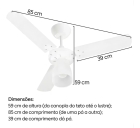 Ventilador Teto Branco Tron Marbella 3 Pás Mdf