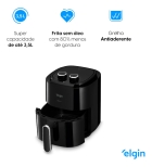 Fritadeira Air Fryer Elétrica Start Fry 3,5l Elgin