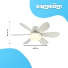 Ventilador Teto Com Luz Integrada Ventilador Teto Silencioso 6 Pás Facil Instalação Com Controle