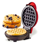Forma De Waffle Elétrica Mini Formato Clássico Redonda Cor Preto / Vermelho
