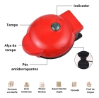 Forma De Waffle Elétrica Mini Formato Clássico Redonda Cor Preto / Vermelho