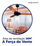 Ventilador de teto Ventex Yris Silencioso, Ventilador de Teto com 3 pás de Madeira mogno estrutura branco/mogno, 1.015m de diâmetro