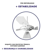 Ventilador de teto Ventex Yris Silencioso, Ventilador de Teto com 3 pás de Plástico branco estrutura branco, 1.015m de diâmetro