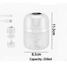 Mini Processador Alimento Triturador Alho Elétrico Usb 250ml Cor Branco
