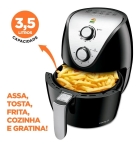 Fritadeira Elétrica Sem Óleo Air Fryer Mondial AF-30 Family Inox IV 3,5l Preta -