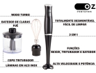 Mixer Turbo Chef 3 Em 1 250w Misturador Triturador E Fuet Sem Fio Portátil Mx4000 Oz