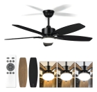 Ventilador De Teto Led Com Controle Remoto, Motor Dc Reversível Silencioso, Econômico, Diâmetro 106,7cm, Instalação Rápida Ideal Para Quarto, Sala Ou Escritório