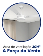 Ventilador De Teto Ventex Valen Led 3 Pás Branco