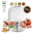 Mini Processador De Alimentos Moedor Elétrico De Alho S/ Fio Cor Branco