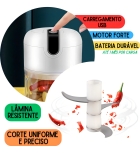Mini Processador De Alimentos Moedor Elétrico De Alho S/ Fio Cor Branco