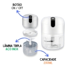 Mini Processador De Alimentos Moedor Elétrico De Alho S/ Fio Cor Branco