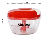 Triturador De Alimentos Manual 500 Ml 3 Lâminas Processador