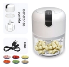 Triturador De Alho Processador Elétrico Usb 3 Lâminas Cor Branco
