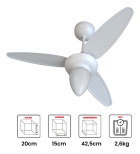 Ventilador De Teto Com 3 Pás Wind Ventisol Estrutura Branco Pás Branco
